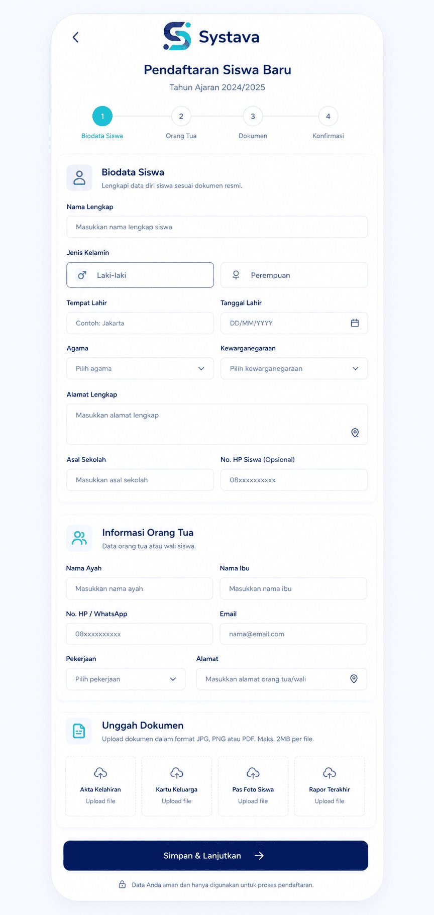 Form PPDB Systava — mudah & mobile-friendly